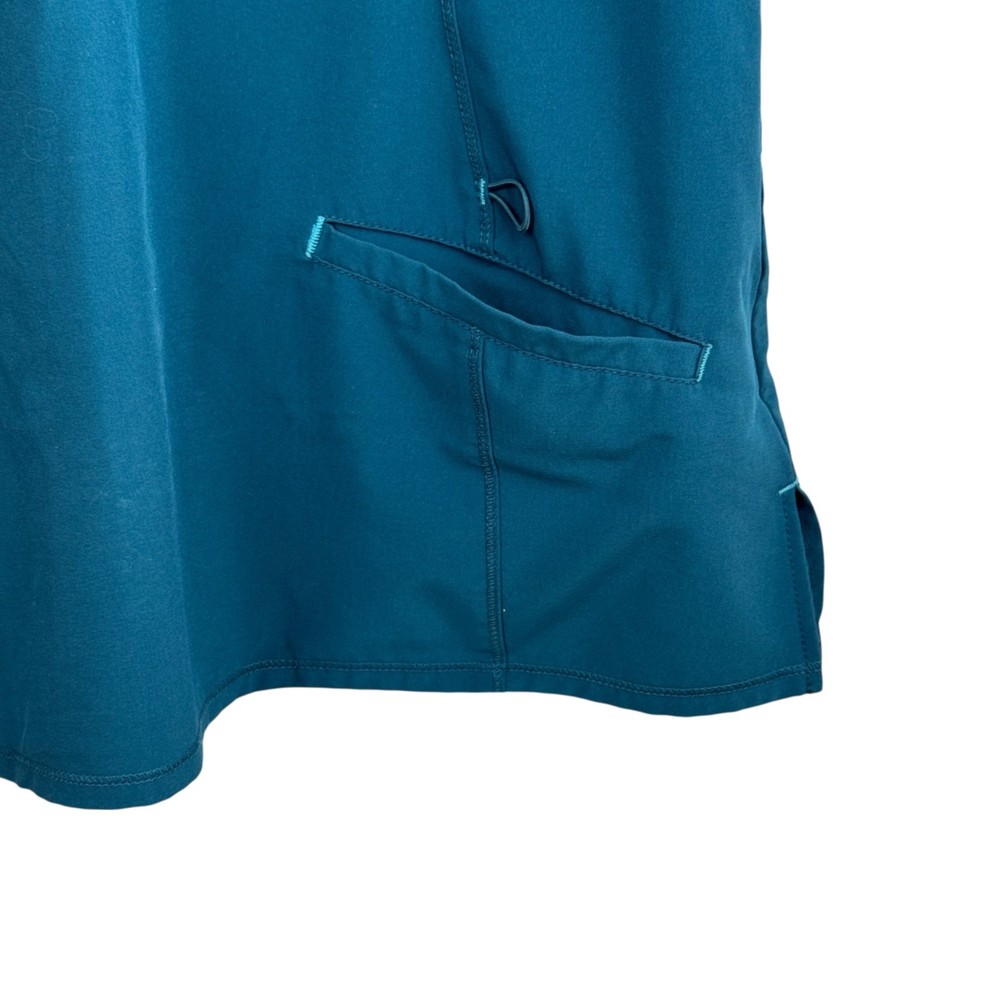 Scrub Star Scrub Top Size L Has Pockets Solid Teal Blue Polyester A26