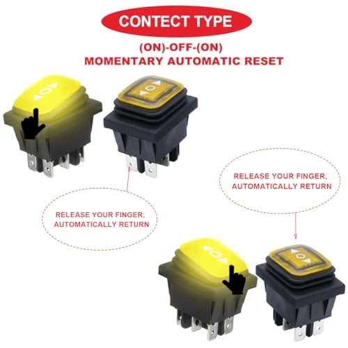 2Pcs Momentary Polarity Reverse Switch Waterproof F.2Pcs Yellow(Momentary)LED