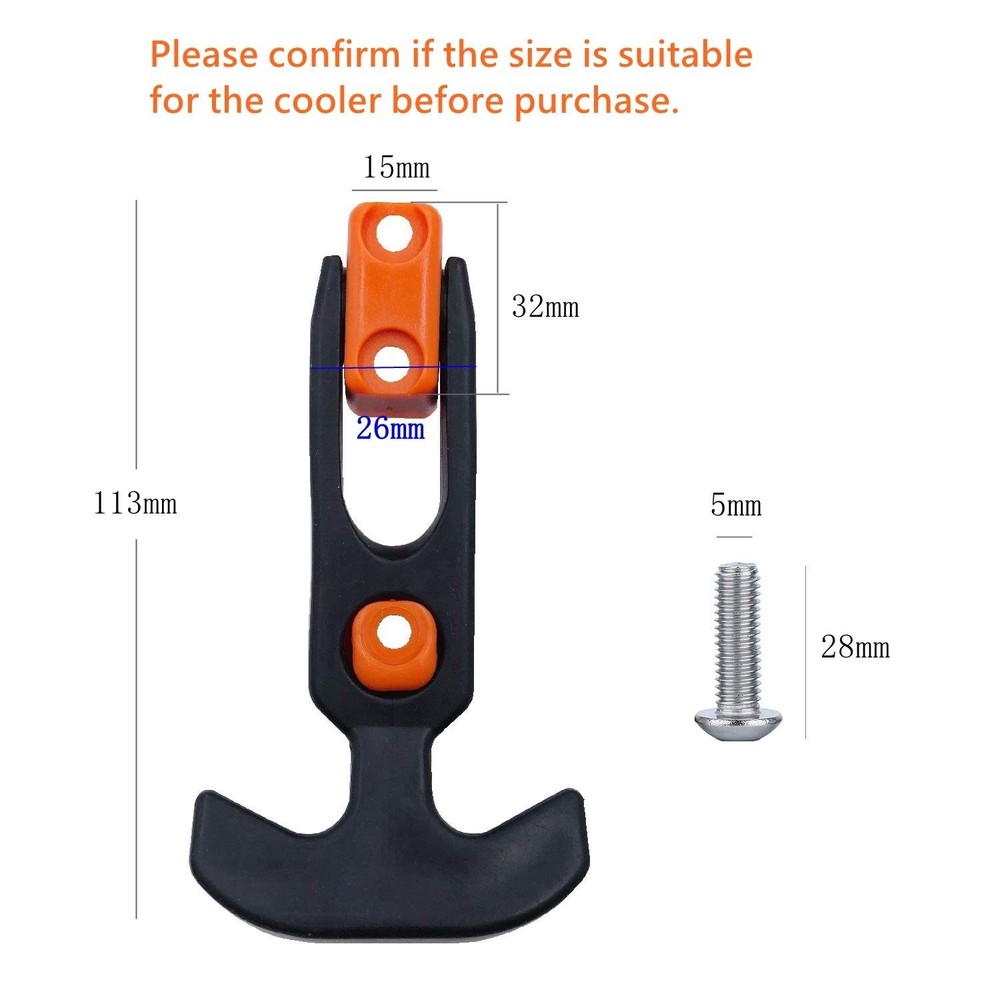 Creatyi 2 PCS Cooler Latch Replacements Durable Black, Orange