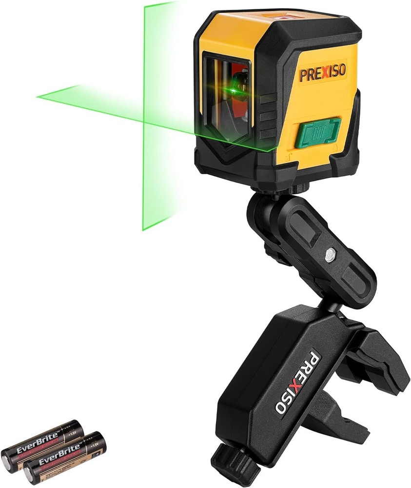 PREXISO Laser Level, 65Ft Self Leveling Cross Line Laser Level Plastic w/Battery