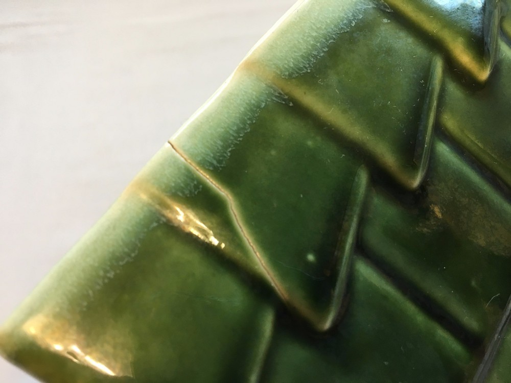 Cookson Pottery Green Geometric Rectangular Pottery Planter #2808
