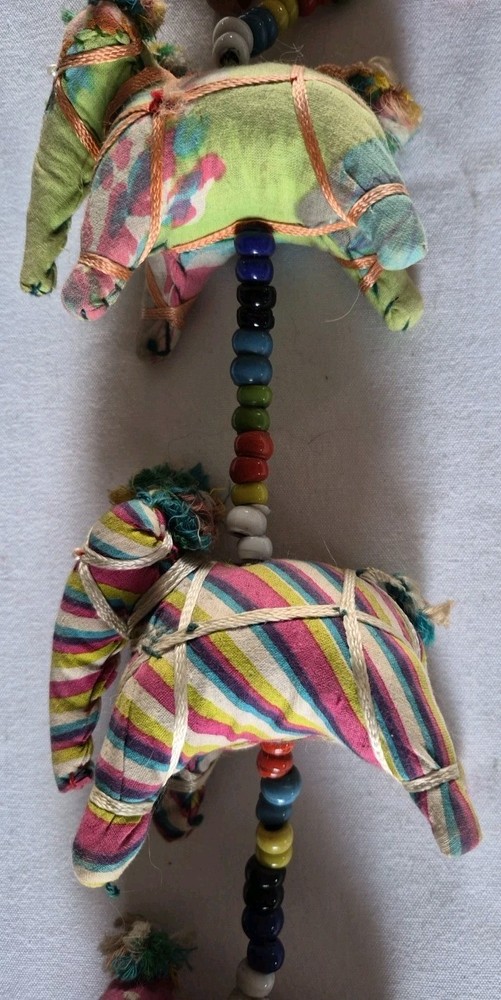Handmade Indian Elephant String 40" Hanging Decoration Rajasthani Boho Wall