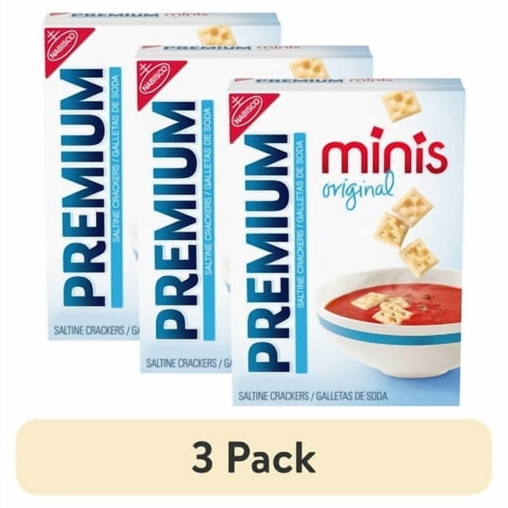 (3 Pack) Premium Original Mini Saltine Crackers, Lunch Snacks, 11 Oz