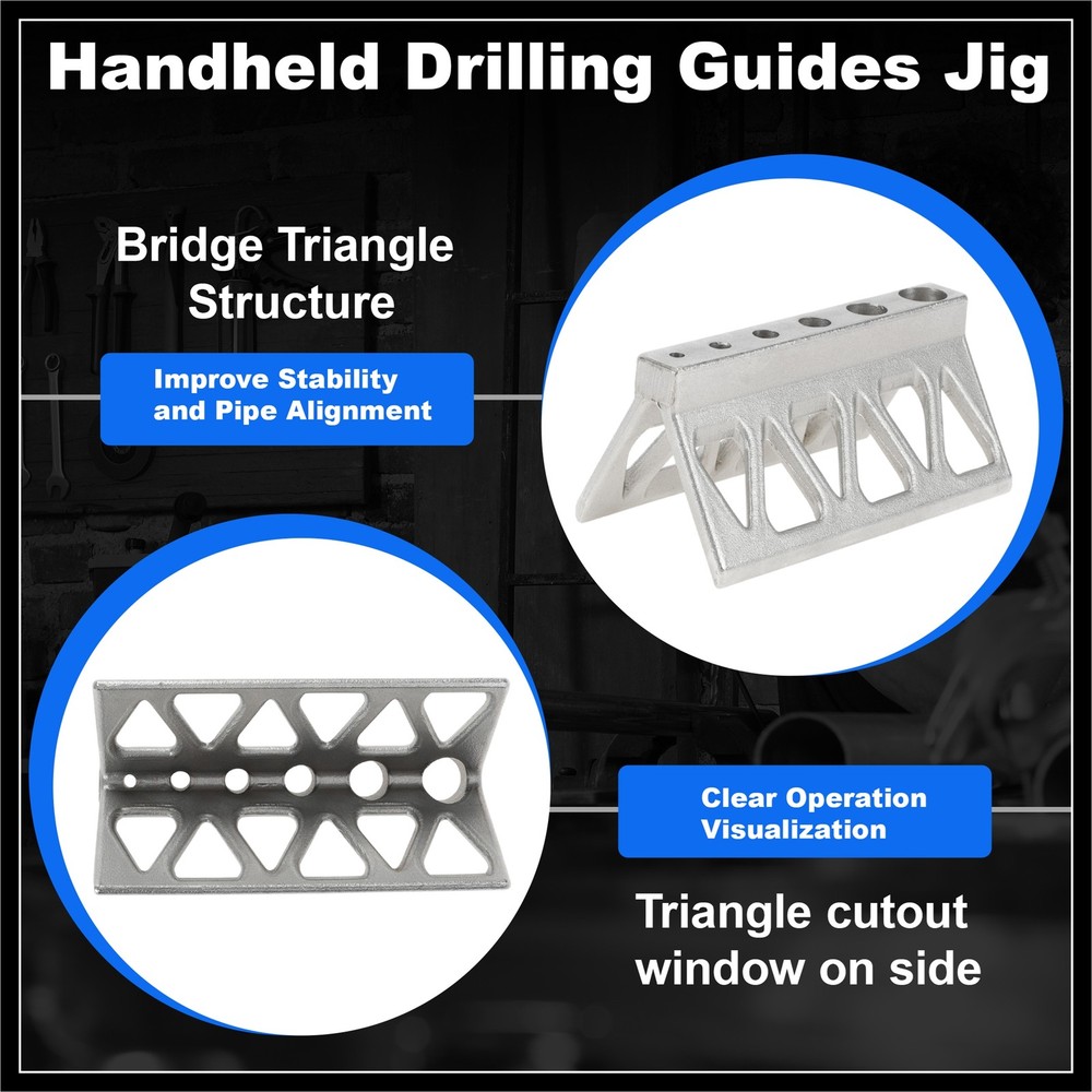 Handheld Pipe Drill Jig for Pipe/ Cylinder Triangle Pipe Drilling Guide Blocks