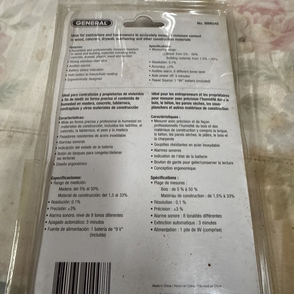 General Tools & Instruments MMD4E Digital Moisture Seeker Meter untested