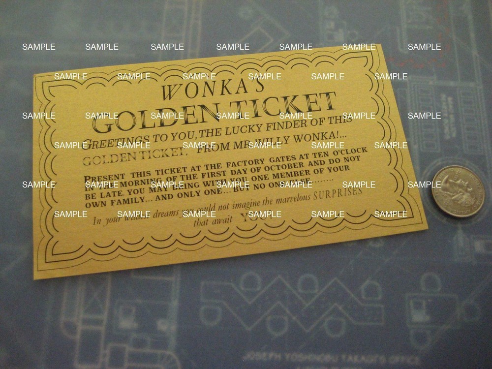 Willy Wonka Golden Replica Ticket - Screen Accurate Art Work