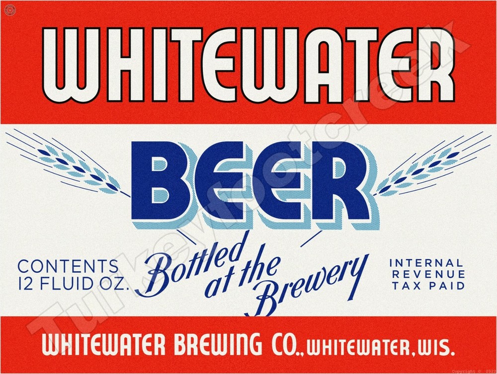 Whitewater Beer Label 9" x 12" Metal Sign