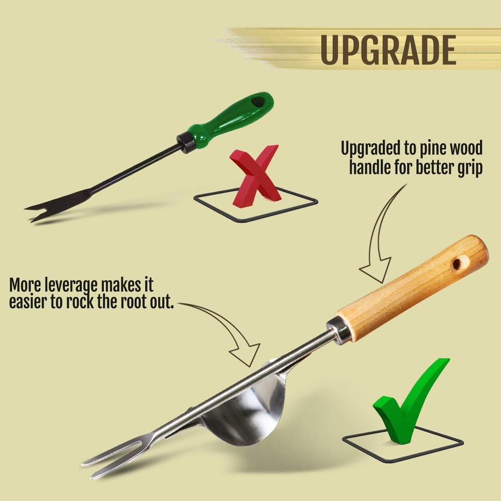 Manual Hand Weeder BendProof Leverage Base for Super Easy Weed Removal & Dee...