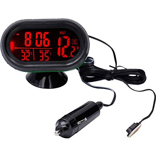 Car Thermometer LCD Digital Clock - 12-24V Multifunctional Temperature
