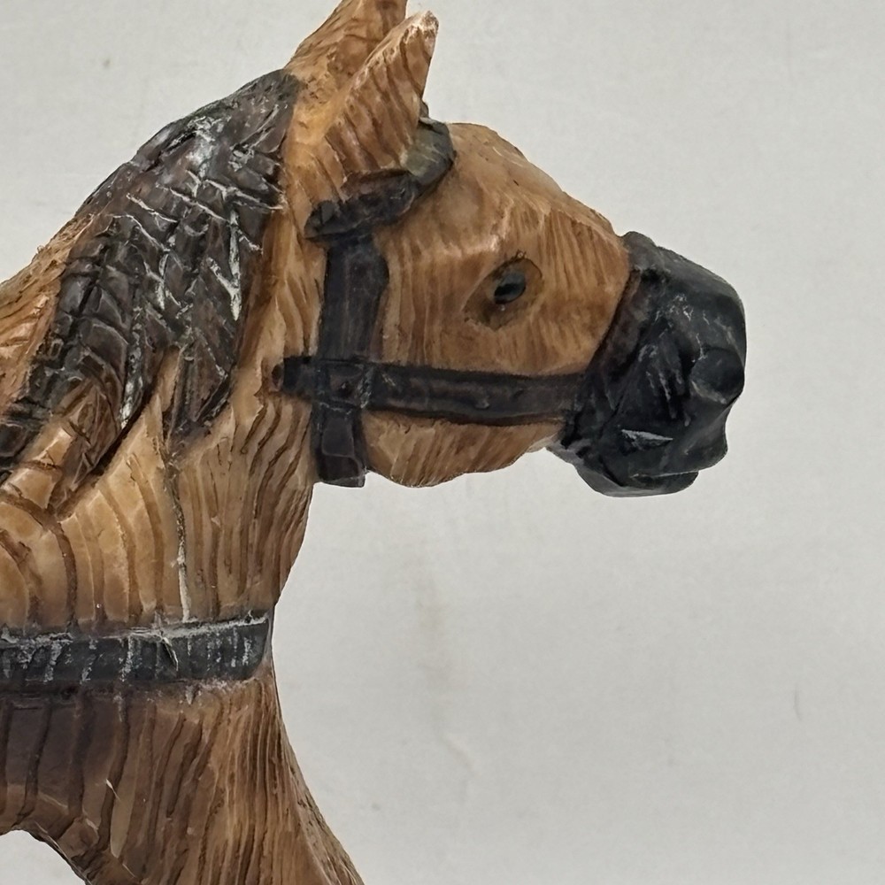 VTG Miniature Horse Pull Toy Primitive Rustic Decor 5”