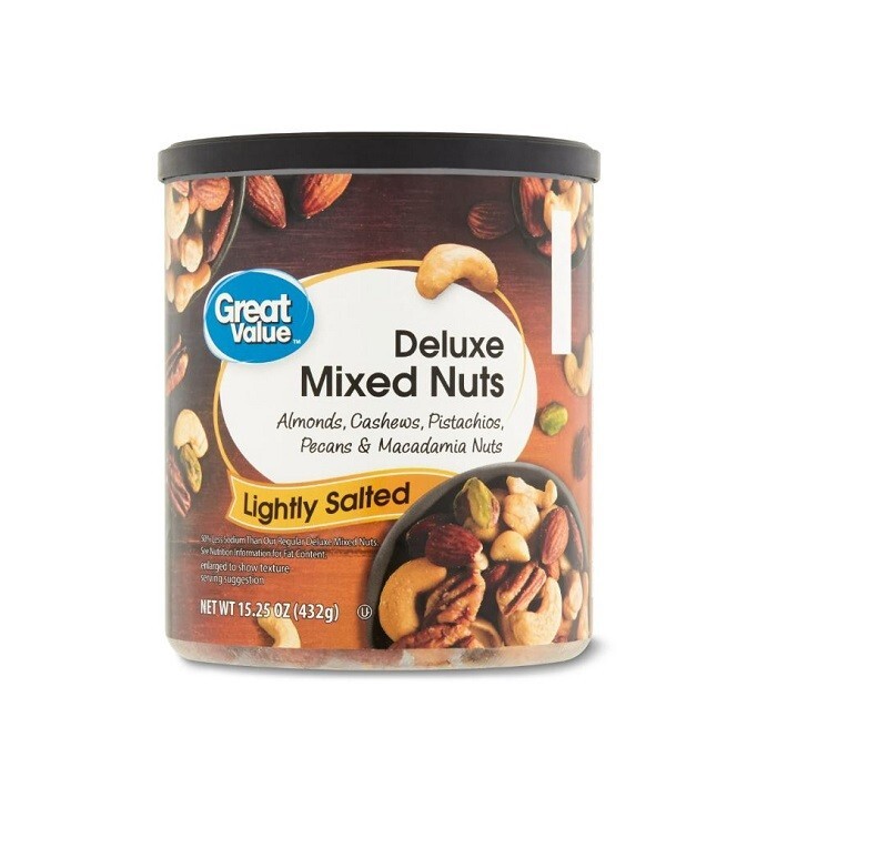 Great Value Lightly Salted, Deluxe Mixed Nuts, 15.25 oz New
