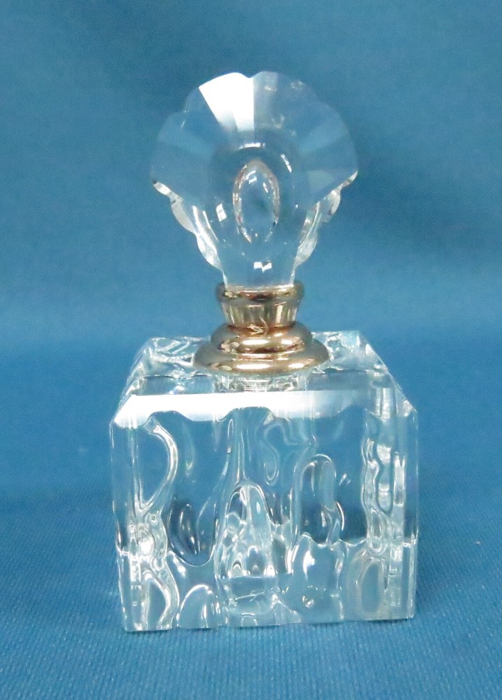 Oleg Cassini Mini Crystal Perfume Bottle 3” Signed