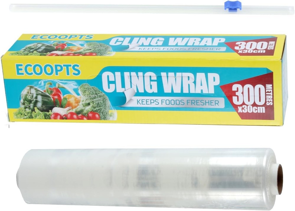 Plastic Food Wrap-. FT. Kitchen Cling Wrap Includes Slide Cutter