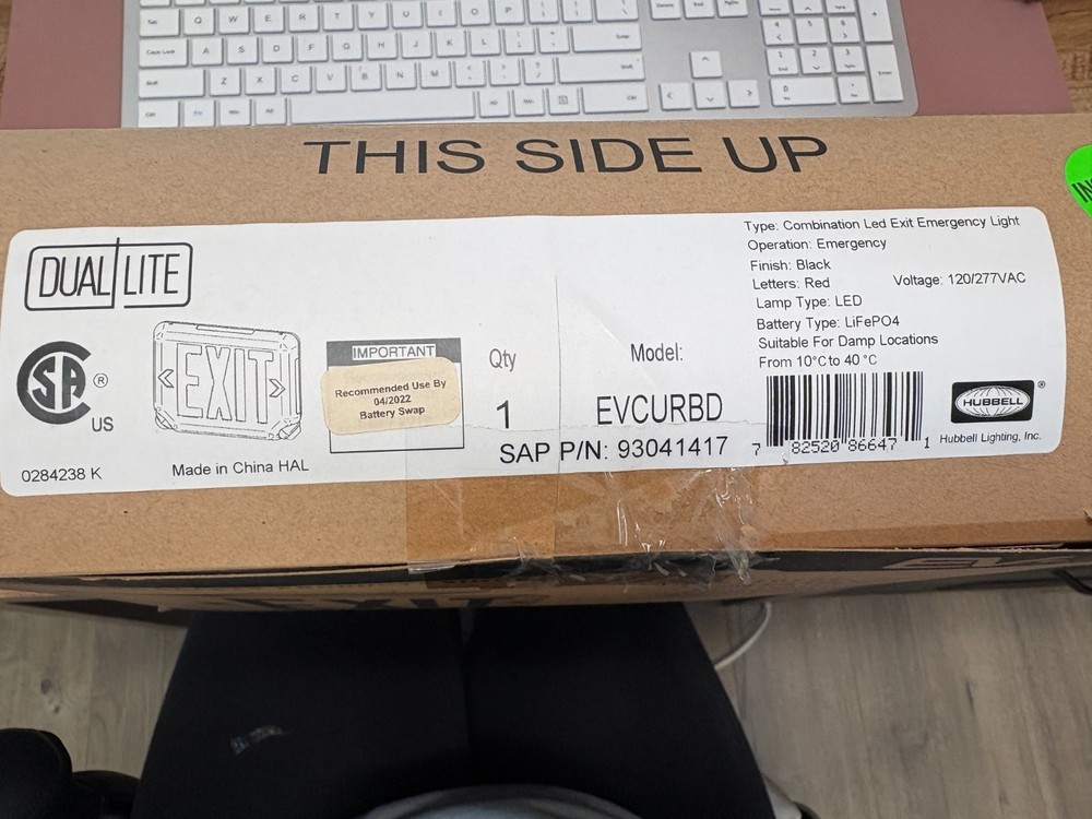 HUBBELL LED EXIT EMERGENCY LIGHT (BLACK) # EVCURBD