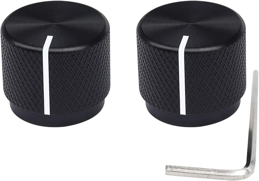 Compact Anodized Aluminum Rotary Knobs, 2pcs Volume & Switch Control - 20mm