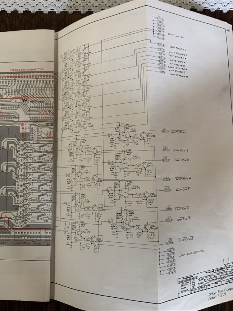 WILLIAMS STELLAR WARS PINBALL SERVICE SCHEMATICS PACKAGE..