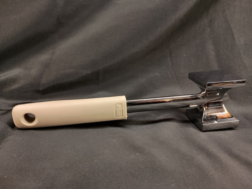 Gorilla Grip Comfort Handle Chrome Meat Tenderizer 10 Inch EUC