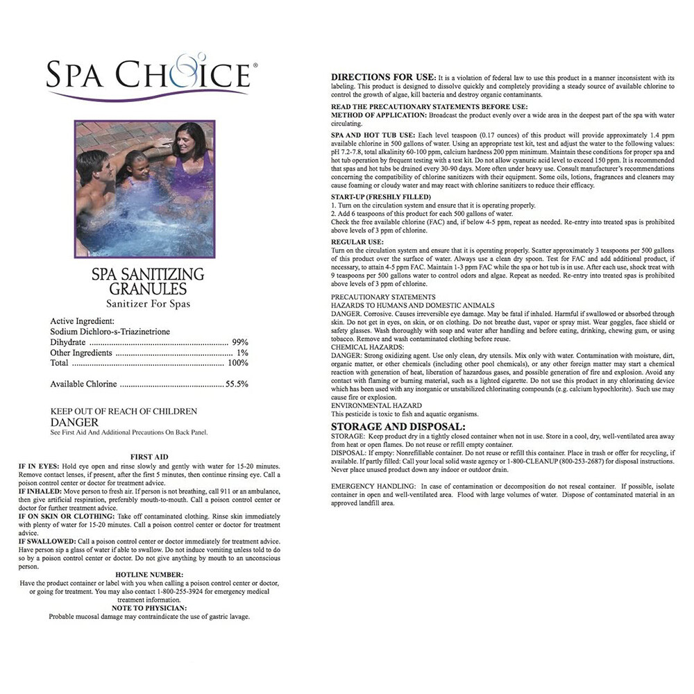 Spa Choice Sanitizing Granules - 10 Lbs