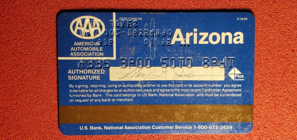 AAA Membership Banking Visa Credit Card exp 1995 cc1629
