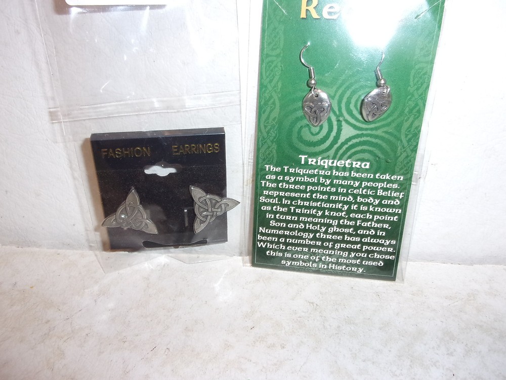 2 Pair Celtic Realm Triquetra Earrings