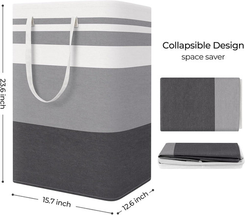StorageRight Large Collapsible Laundry Basket Hamper with 75L, Gradient Grey