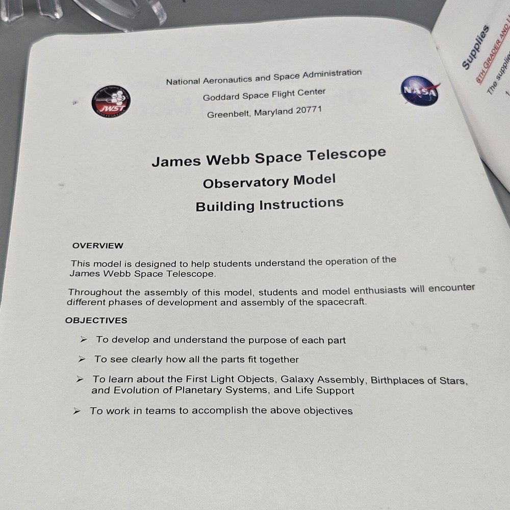 James Webb Space Telescope Observatory Model Classroom Packet