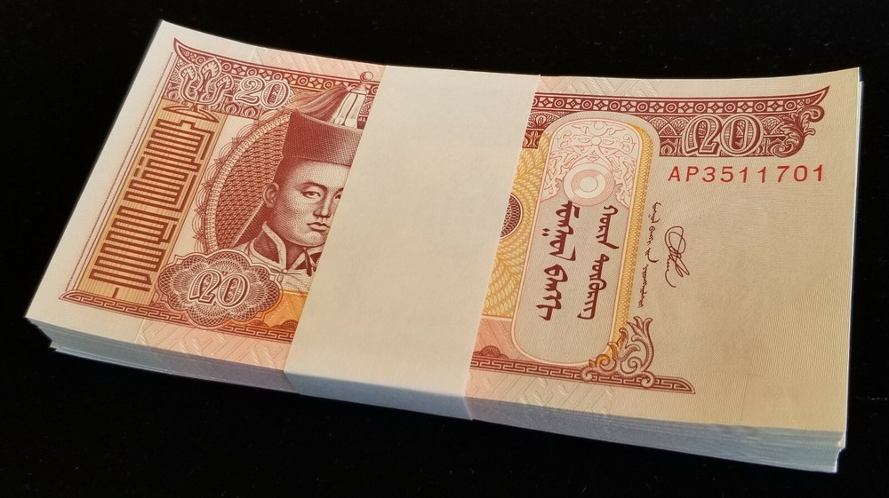 Mongolia 100x 20 Tugrik 2020 UNC MINT BUNDLE