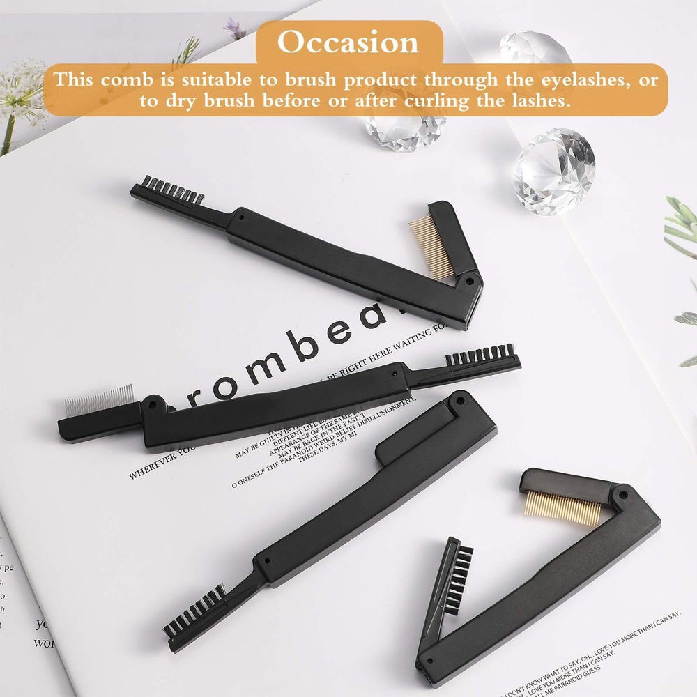 2PCS Folding Eyelash Comb Lash & Eyebrow Separator Grooming Tool for Women