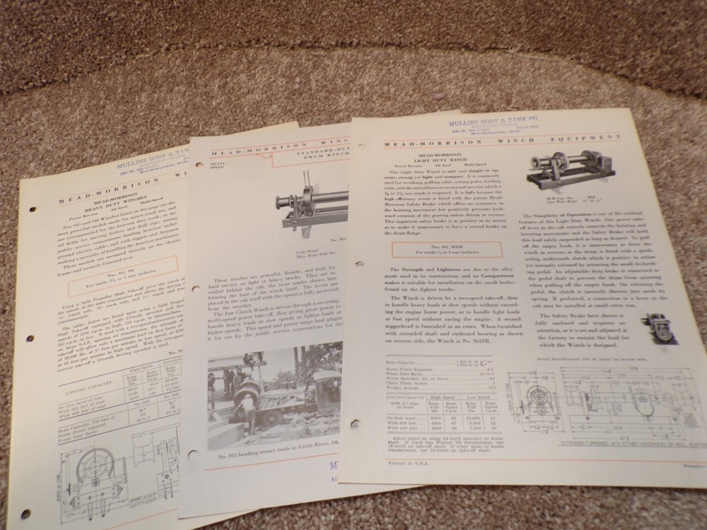 1932 Mead-Morrison Winch Equipment brochures