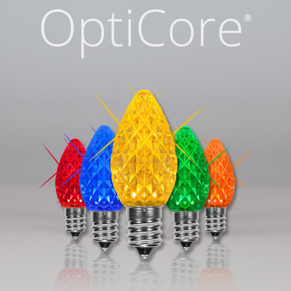 OptiCore C7 LED Twinkle Replacement Shatterproof Christmas Light Bulbs 25 Pack
