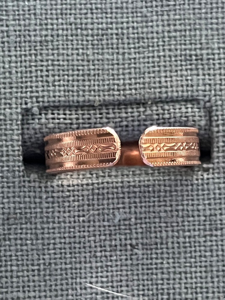 Copper Ring GEOMETRIC Pattern Open Backed Adjustable size 9 TO 10 1/2 #CR-257