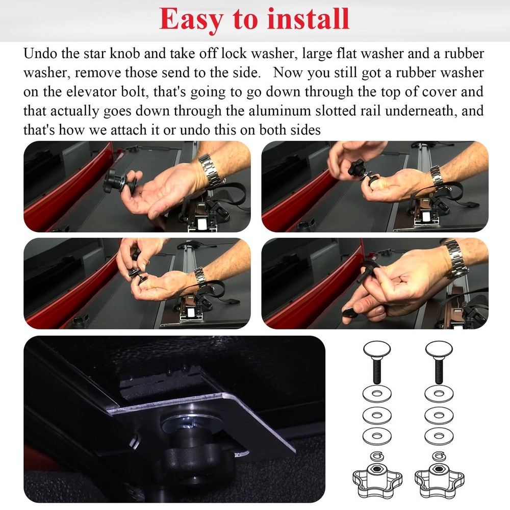 2 Set 254A0001 Tonneau Cover Clamp Service Kit - Elevator Bolt Black