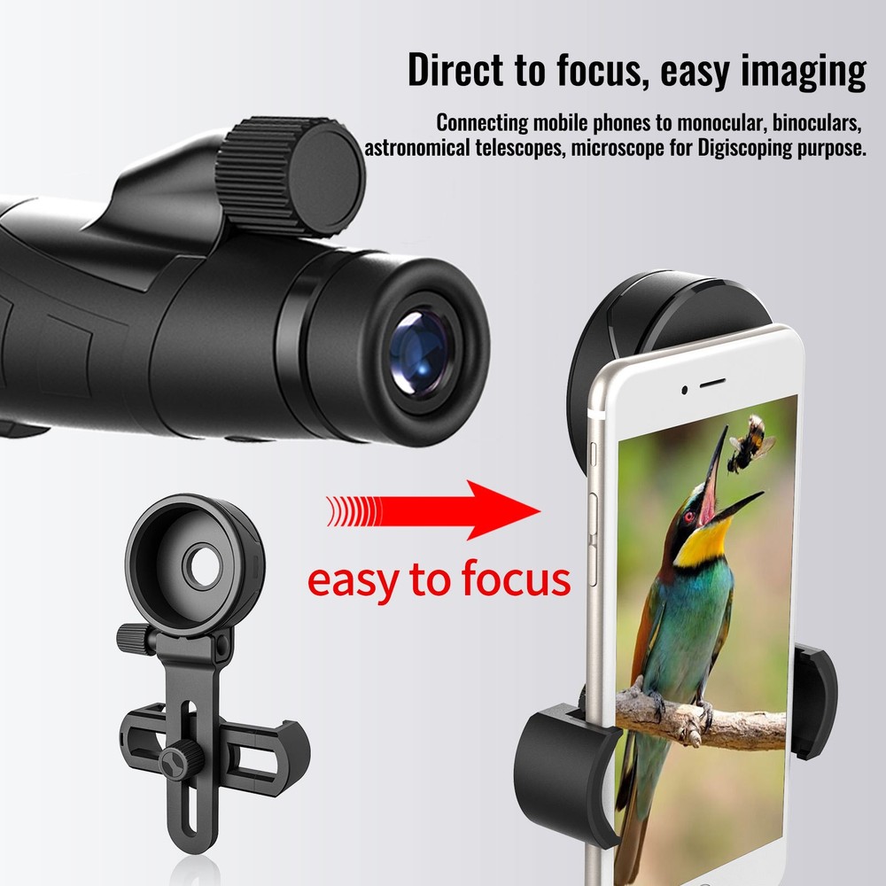 Flexible Phone Camera Clip Mount Spotting Scope Adapter Precise Focusing