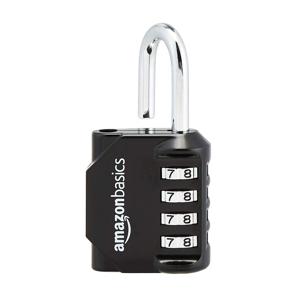Amazon Basics 4-Digit Combination Lock, Black, 2-Pack Black
