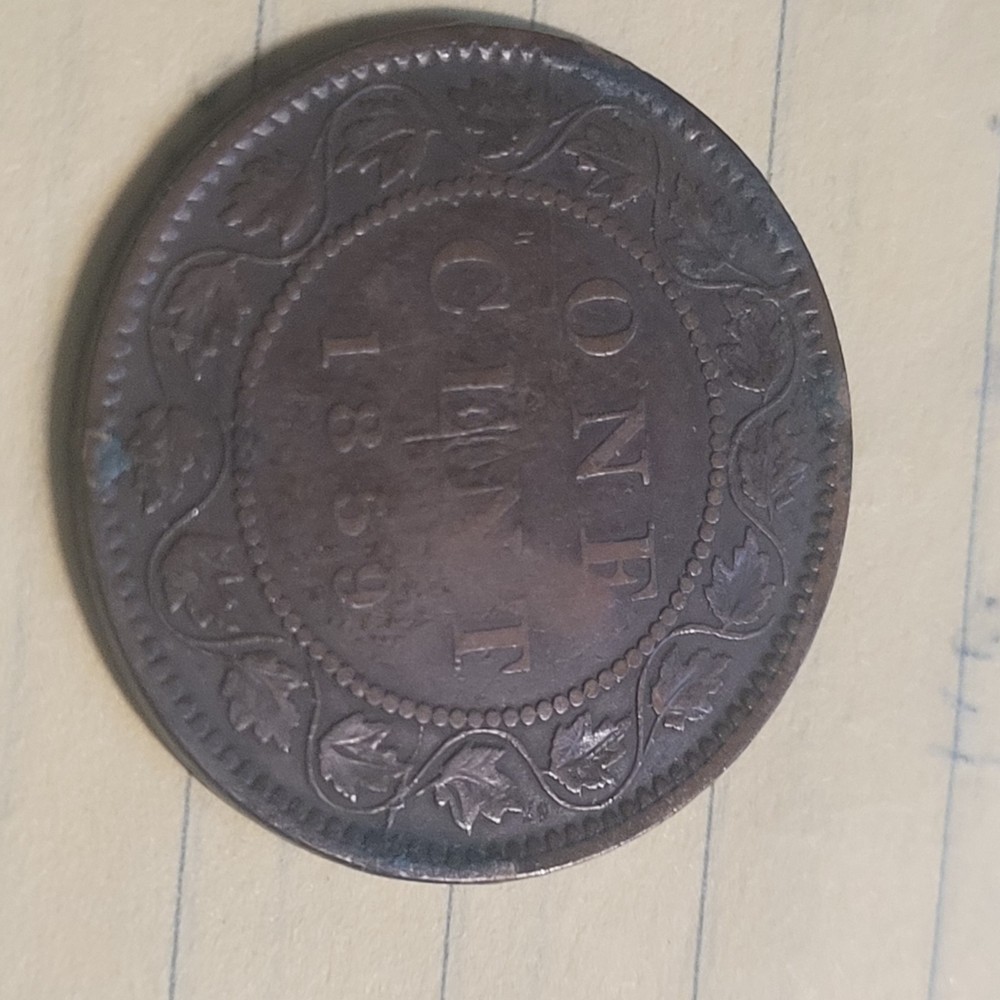 1859 CANADA ONE CENT COIN (Fine)