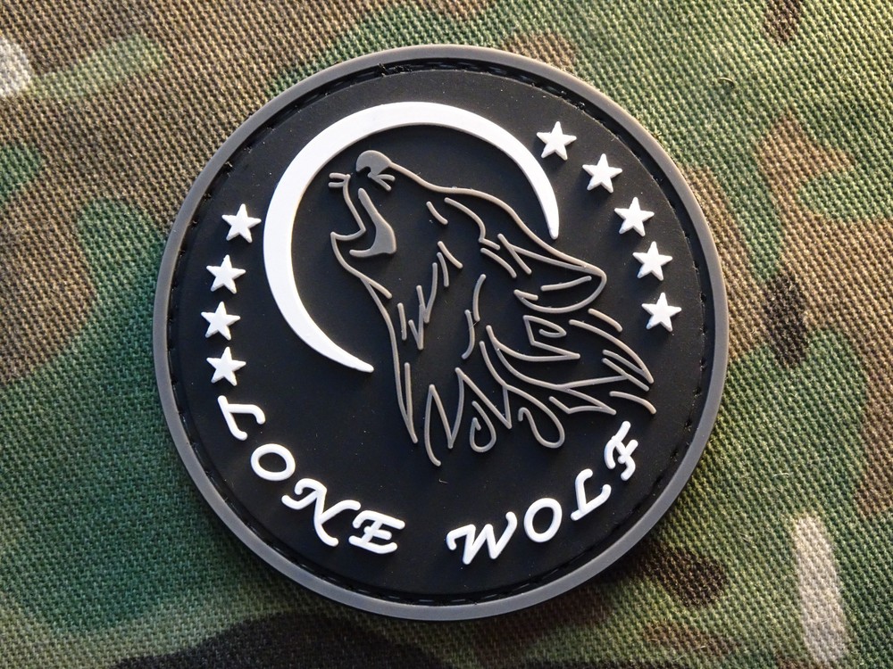 Lone Wolf Biker Black PVC Hook Military Patch Biker Nomad