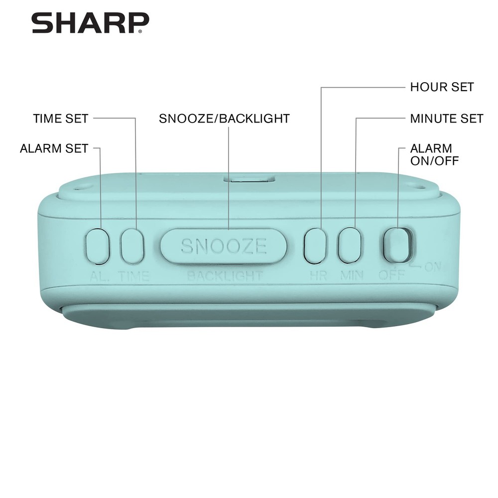 Sharp Digital Alarm Clock – Tactile Case with Soft Rubberized Small, Mint
