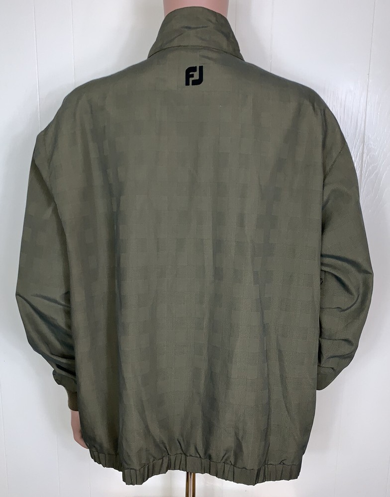 Footjoy 1/2 Zip Pullover Windbreaker Golf - Olive Green - Large Plain Blank
