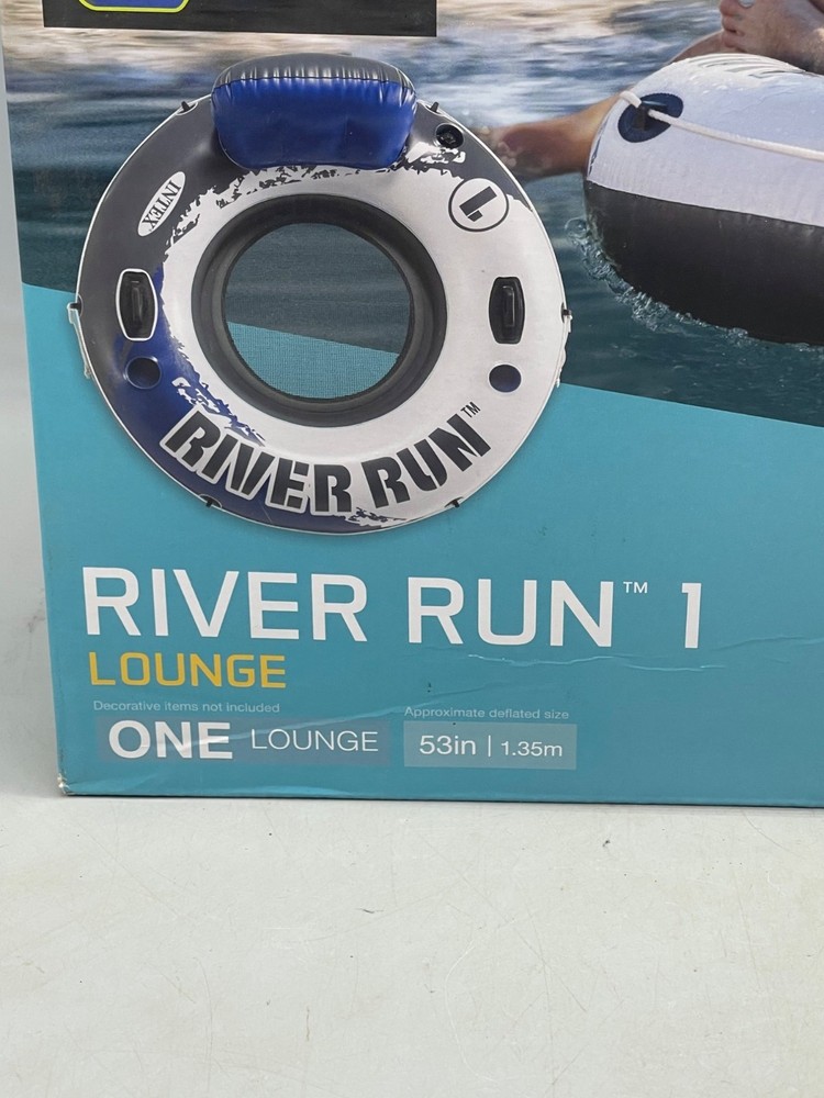 intex river run 1 lounge quantity 1 white blue 53" connect float system READ NEW