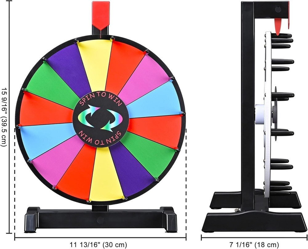 Portable 12" Prize Wheel for Tabletop Use - Customizable Slots & Easy Spin