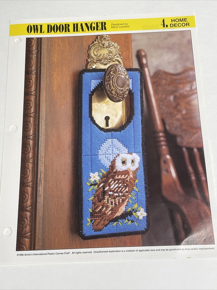 Owl Door Hanger Annie's Plastic Canvas Pattern