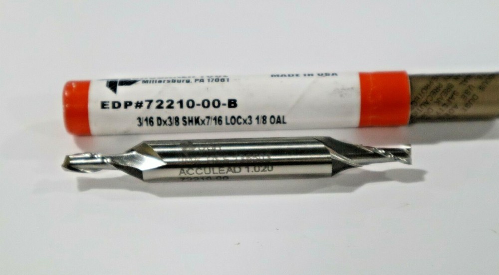 BRUBAKER, 3/16" DE 2FL HIGH SPEED END MILL,  #72210                B278