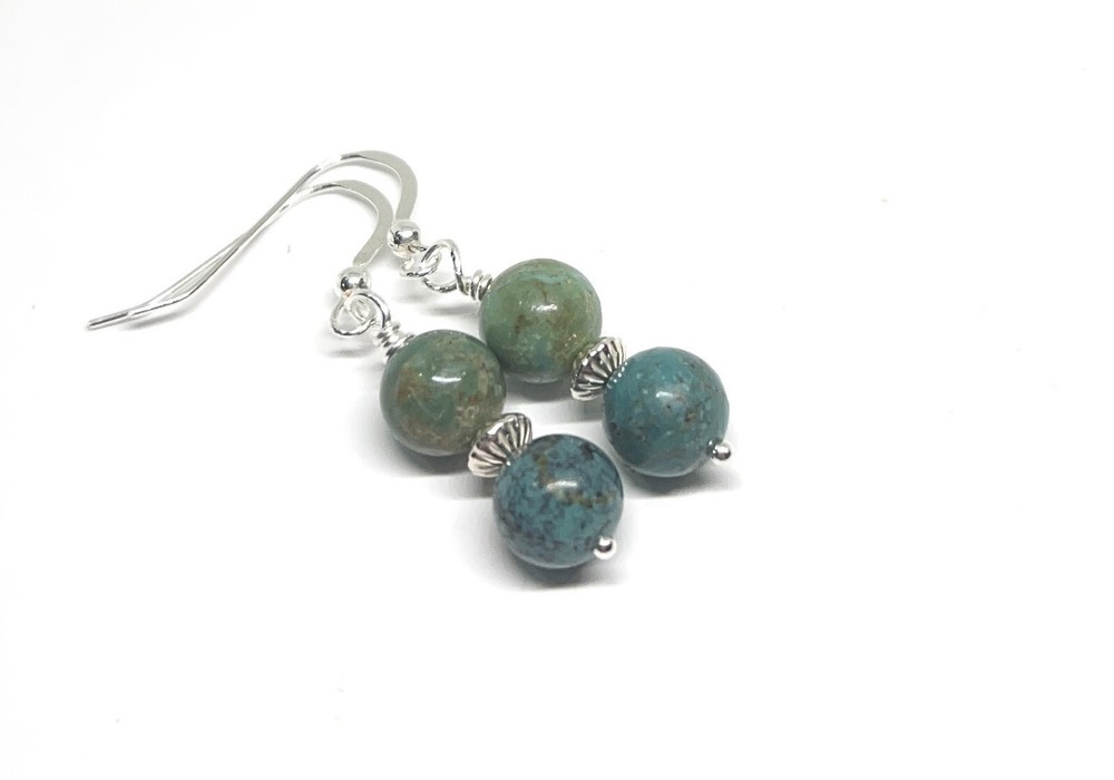 Turquoise Genuine/Authentic Stone Handmade .925 Sterling Silver Earrings