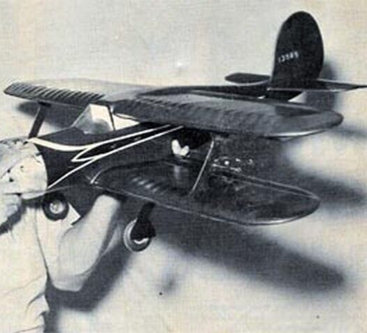 Beechcraft C/L Stunt Biplane 45" Wing RC Model Airplane Printed Plans &Templates