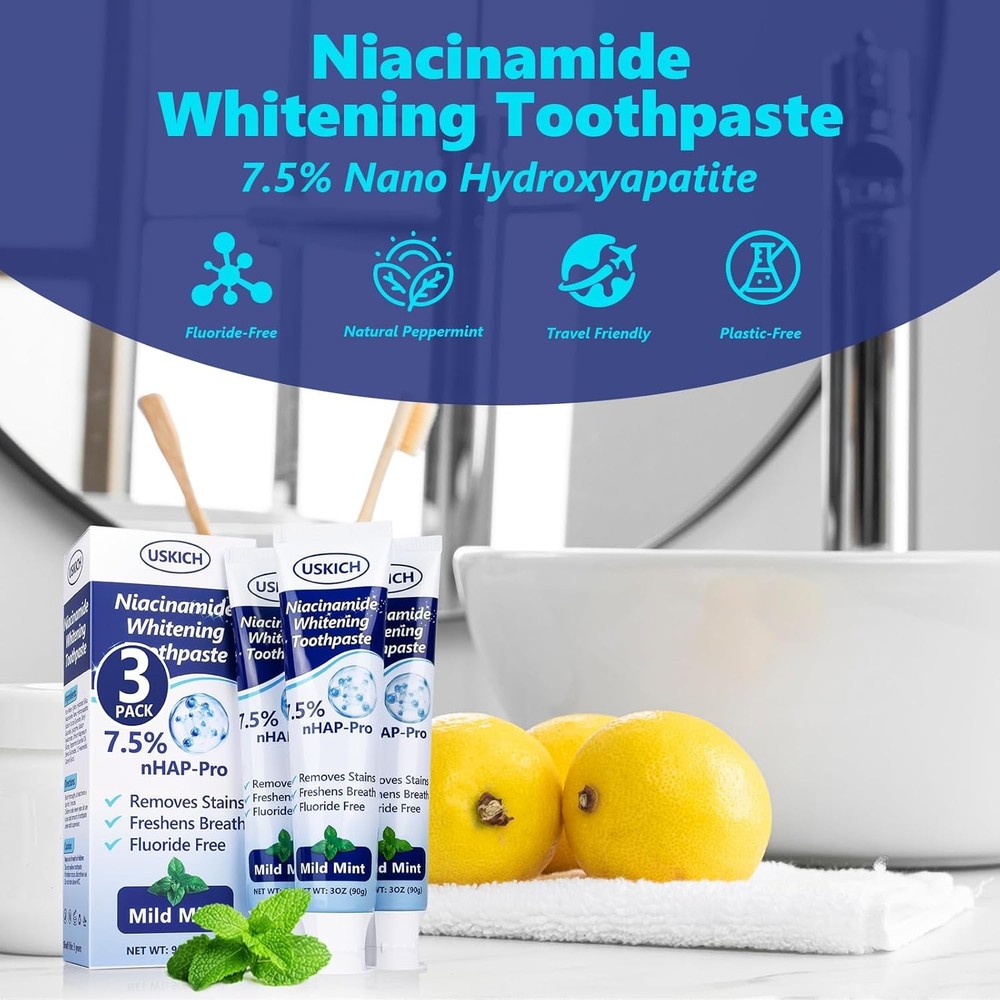 7.5% Nano-Hydroxyapatite Toothpaste,3 Pack Fresh Breath Whitening Toothpaste for
