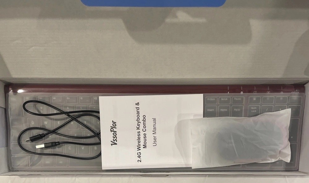 Wireless Keyboard Mouse Combo Rechargeable 2.4GHz Quiet Full-Size USB