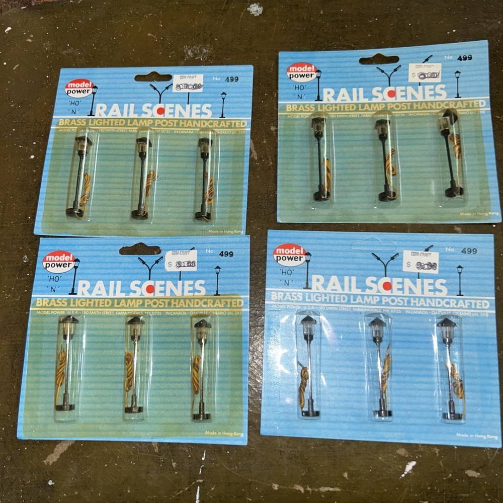 Model Power Rail Scenes HO & N Scale Brass Lighted Lamp Post  4 Pkgs