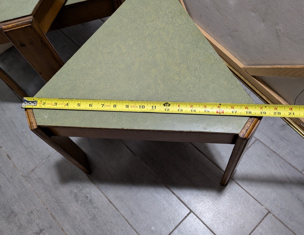 Vintage Set of 3 Mid Century Modern Triangular Wood Stacking Nesting Tables