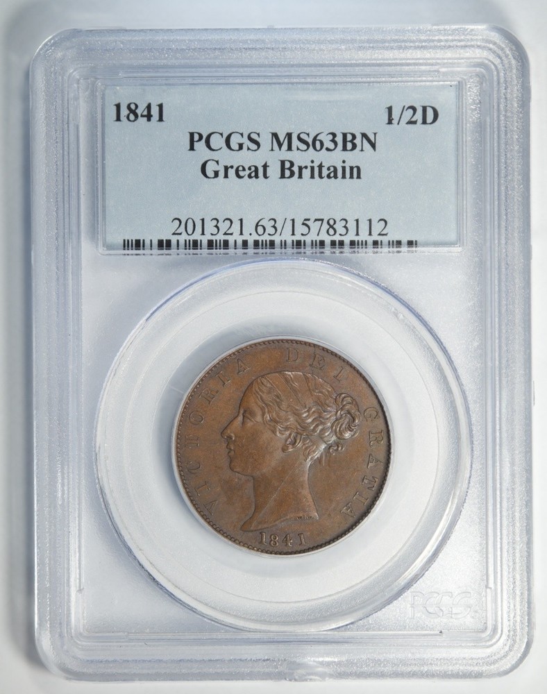 1841 1/2D Great Britain Half Penny PCGS MS63