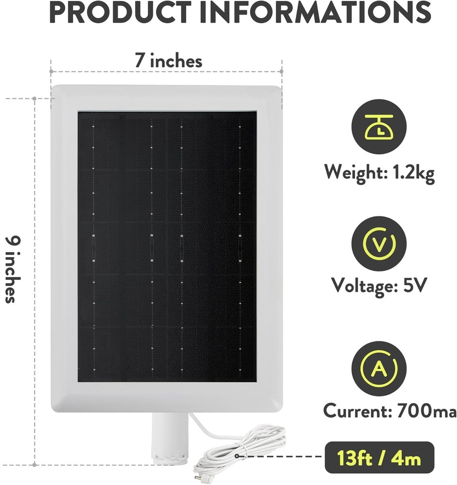 Ring Solar Panel(2nd Generation), 5W Ring Solar Panel Charger with 2Pack White